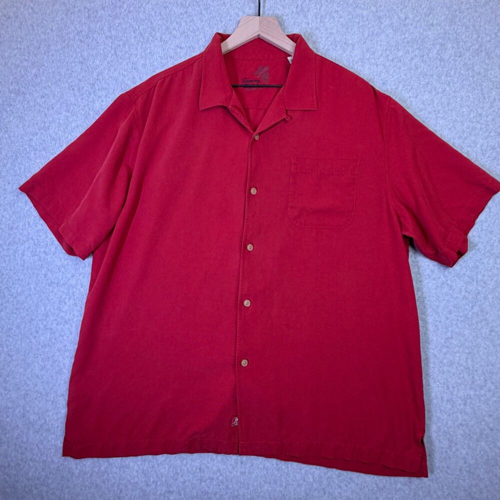Tommy Bahama Silk Camp Shirt XL Red Short Sleeve Button Up Hawaiian